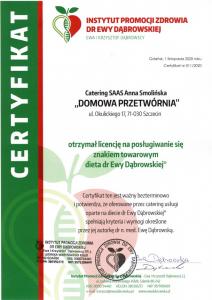 Dieta dr Dąbrowskiej: Certyfikat